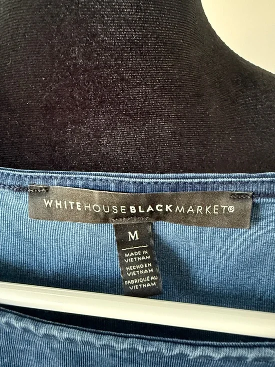 White House Black Market Indigo Blue Flutter Sleeve Top - Picture 2 of 6